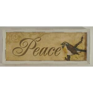 Peace Wall Hanging Decor Sparrow Bird Boho Distressed Shabby Chic Romantic
